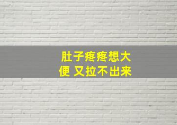 肚子疼疼想大便 又拉不出来